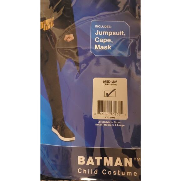 Rubies Batman Costume - Jumpsuit Cape & Mask size MEDIUM Child Dress-up NEW - Picture 2 of 3